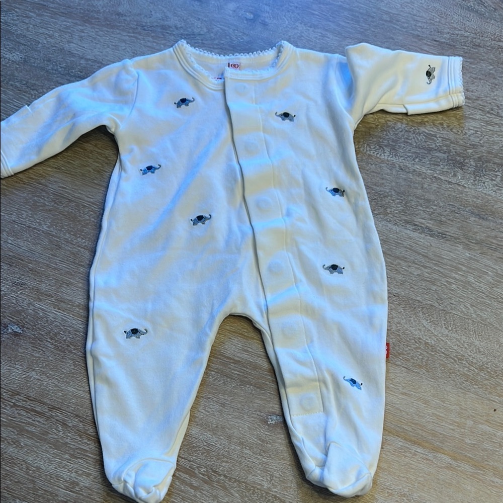 Magnetic baby pajamas embroidered elephants 3M EUC